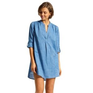 Seafolly Boyfriend Beach Shirt Womens Small Travel Resortwear Vacation Casual